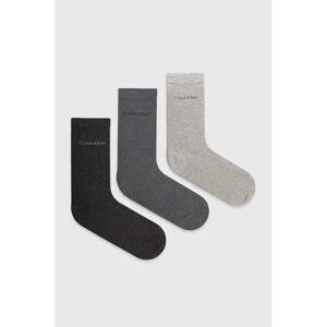 Ponožky Calvin Klein 3-pack dámské, šedá barva, 701226676