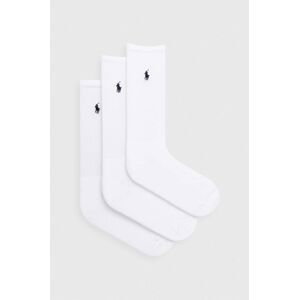 Ponožky Polo Ralph Lauren 3-pack pánské, bílá barva, 449655211