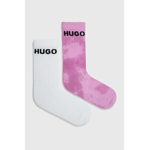 Ponožky HUGO 2-pack pánské, růžová barva, 50514099