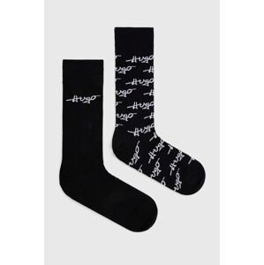 Ponožky HUGO 2-pack pánské, černá barva, 50514919