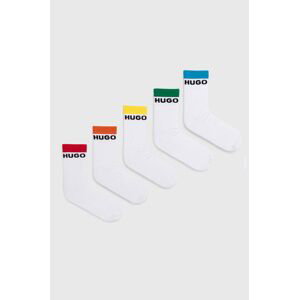 Ponožky HUGO 5-pack pánské, bílá barva, 50514968