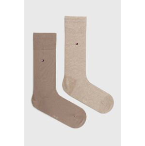 Ponožky Tommy Hilfiger 2-pack pánské, béžová barva, 371111128