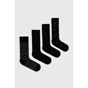 Ponožky Tommy Hilfiger 4-pack pánské, černá barva