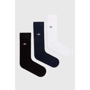 Ponožky Gant 3-pack pánské, černá barva