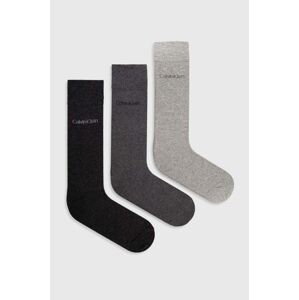 Ponožky Calvin Klein 3-pack pánské, šedá barva, 701226674