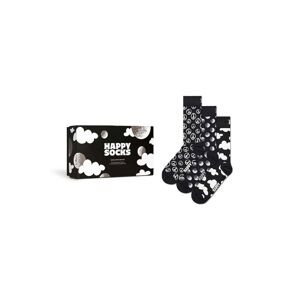 Ponožky Happy Socks Gift Box Black White 3-pack černá barva