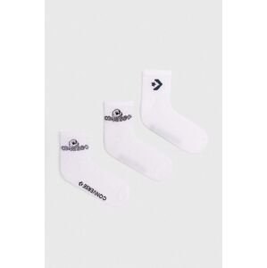 Ponožky Converse 3-pack bílá barva, E1262W