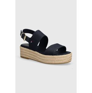 Sandály Tommy Hilfiger MID WEDGE SANDAL dámské, tmavomodrá barva, na platformě, FW0FW07885