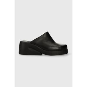 Kožené pantofle Camper Kaah dámské, černá barva, na klínku, K201283.007
