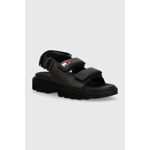 Sandály Tommy Jeans TJW FANCY SANDAL dámské, černá barva, EN0EN02461