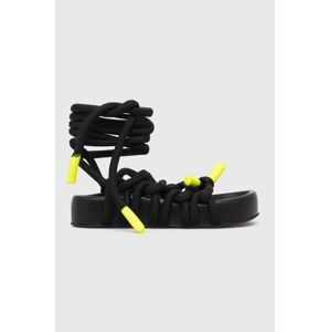 Sandály AGL Jane Laces dámské, černá barva, na platformě, D685010PGKE7621013