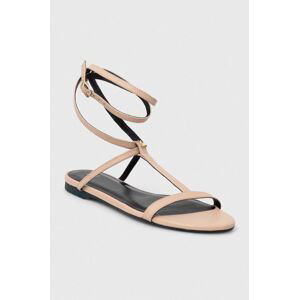 Kožené sandály Patrizia Pepe dámské, béžová barva, 2X0017 L048 B743
