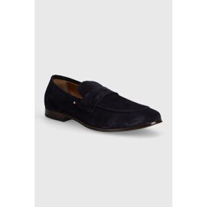 Semišové mokasíny Tommy Hilfiger CASUAL LIGHT FLEXIBLE SDE LOAFER pánské, tmavomodrá barva, FM0FM04988