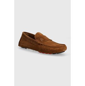 Semišové mokasíny Tommy Hilfiger TH CLASSIC SUEDE DRIVER pánské, hnědá barva, FM0FM05000