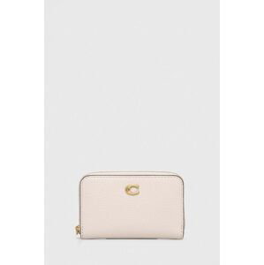 Kožená peněženka Coach bílá barva