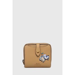 Kožená peněženka Polo Ralph Lauren béžová barva, 427937676