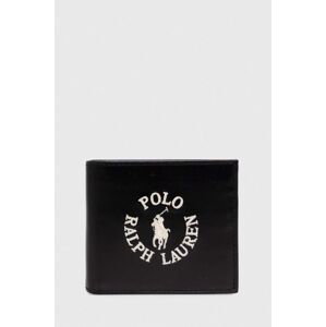 Kožená peněženka Polo Ralph Lauren černá barva, 405898660