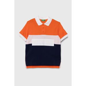 Dětská bavlněná polokošile United Colors of Benetton oranžová barva