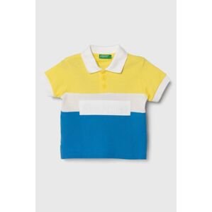 Dětská bavlněná polokošile United Colors of Benetton žlutá barva