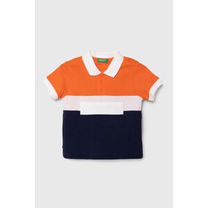 Dětská bavlněná polokošile United Colors of Benetton oranžová barva