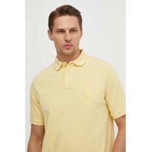 Bavlněné polo tričko Ralph Lauren žlutá barva, s aplikací, 710936508