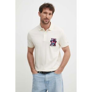 Polo tričko Tommy Hilfiger béžová barva, s aplikací, MW0MW34842