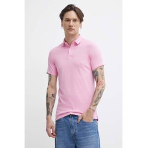 Bavlněné polo tričko Superdry růžová barva
