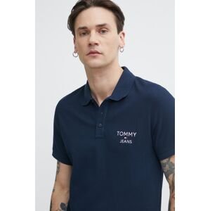 Bavlněné polo tričko Tommy Jeans tmavomodrá barva, s aplikací, DM0DM18927