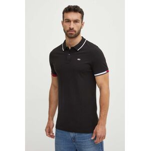 Bavlněné polo tričko Tommy Jeans černá barva, DM0DM12963