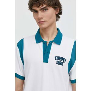 Bavlněné polo tričko Tommy Jeans bílá barva, DM0DM18919