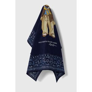 Šátek s příměsí hedvábí Polo Ralph Lauren tmavomodrá barva, 455938468