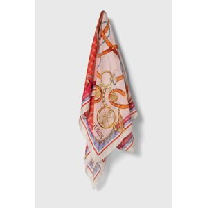 Hedvábný šátek Guess růžová barva, AW5102 POL03