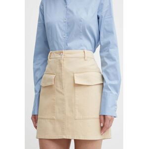 Džínová sukně HUGO béžová barva, mini, 50510887