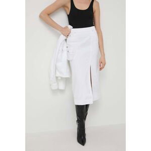 Džínová sukně Armani Exchange bílá barva, midi, 3DYN65 Y15MZ