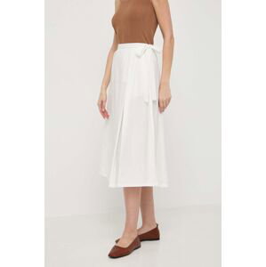 Bavlněná sukně Weekend Max Mara béžová barva, midi, áčková, 2415101032600