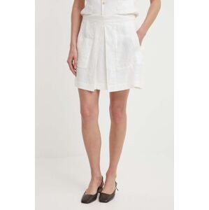 Lněná sukně Polo Ralph Lauren bílá barva, mini, áčková, 211935410