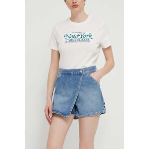 Džínová kalhotová sukně Tommy Jeans high waist, DW0DW18115