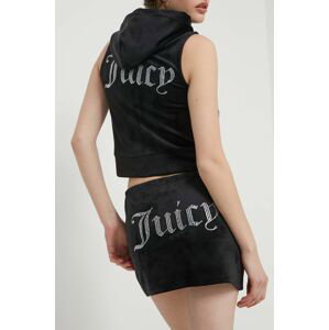 Velurová sukně Juicy Couture černá barva, mini