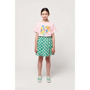 Dětská bavlněná sukně Bobo Choses zelená barva, mini