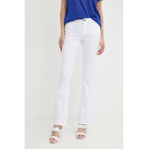 Kalhoty Armani Exchange dámské, bílá barva, zvony, high waist