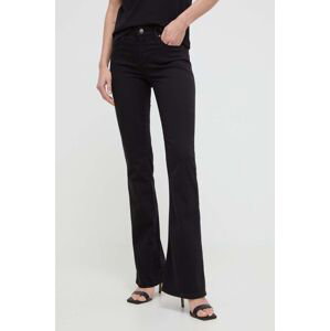 Kalhoty Armani Exchange dámské, černá barva, zvony, high waist, 3DYJ65 Y2VLZ
