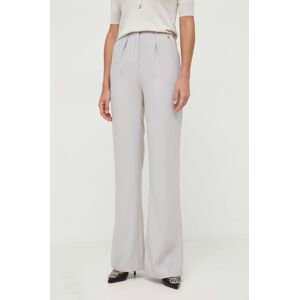Kalhoty Elisabetta Franchi dámské, šedá barva, široké, high waist, PA02241E2