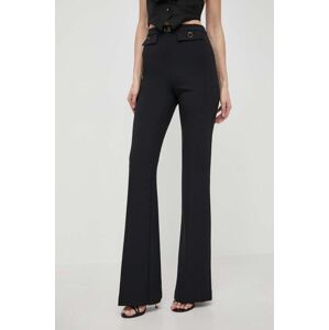 Kalhoty Elisabetta Franchi dámské, černá barva, zvony, high waist, PA02941E2