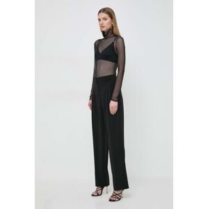 Kalhoty Patrizia Pepe dámské, černá barva, jednoduché, high waist, 8P0598 A6F5