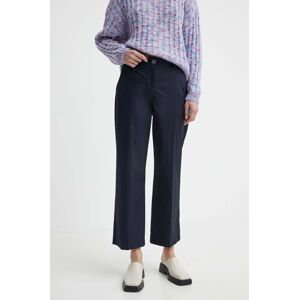 Kalhoty PS Paul Smith dámské, tmavomodrá barva, jednoduché, high waist, W2R.319T.M30368