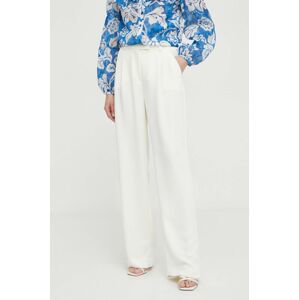 Kalhoty Luisa Spagnoli dámské, béžová barva, jednoduché, high waist
