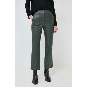 Kalhoty Max Mara Leisure dámské, zelená barva, přiléhavé, high waist, 2416781037600