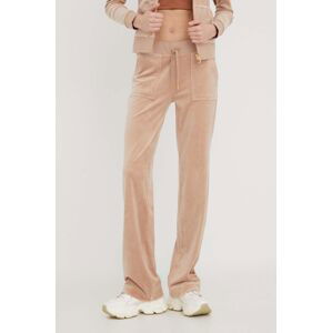 Velurové teplákové kalhoty Juicy Couture béžová barva