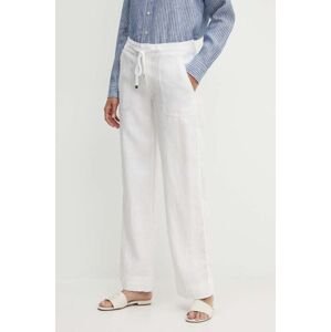 Plátěné kalhoty Lauren Ralph Lauren bílá barva, jednoduché, medium waist, 200735138