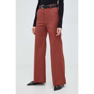 Vlněné kalhoty Weekend Max Mara červená barva, zvony, high waist, 2415131081600
